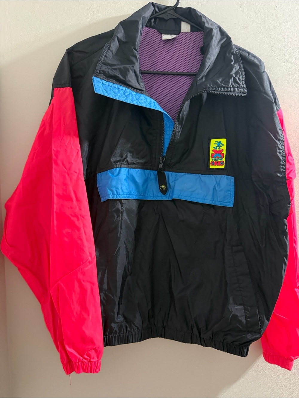 OP Colorblock Windbreaker Jacket in Black, Blue & Pink